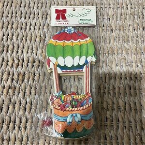 NEW Vintage Christmas Corner hot air balloon Ornament 9” Santa Presents 9” Inch